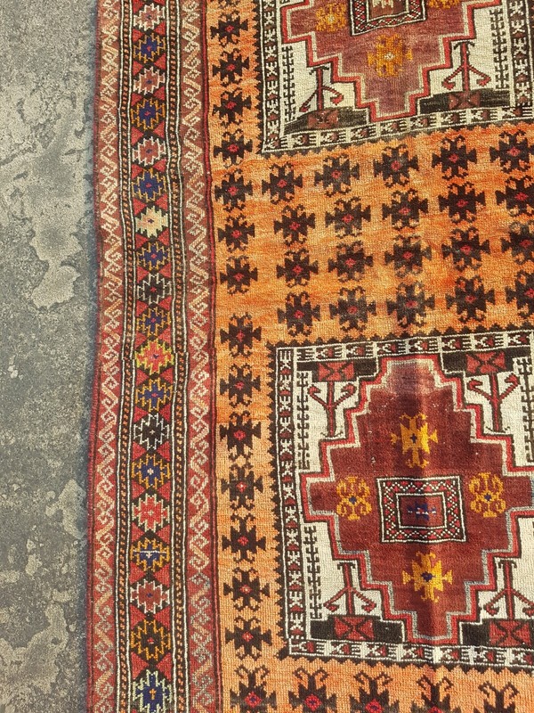 Vintage Hand Made Traditional Rug Oriental Wool Multicolor Carpet 205x110 cm gallery