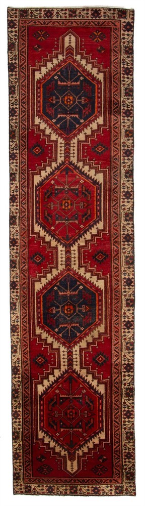 2'8" x 11'1" Vintage Hand-knotted Runner Rug Traditional Oriental Wool Carpet