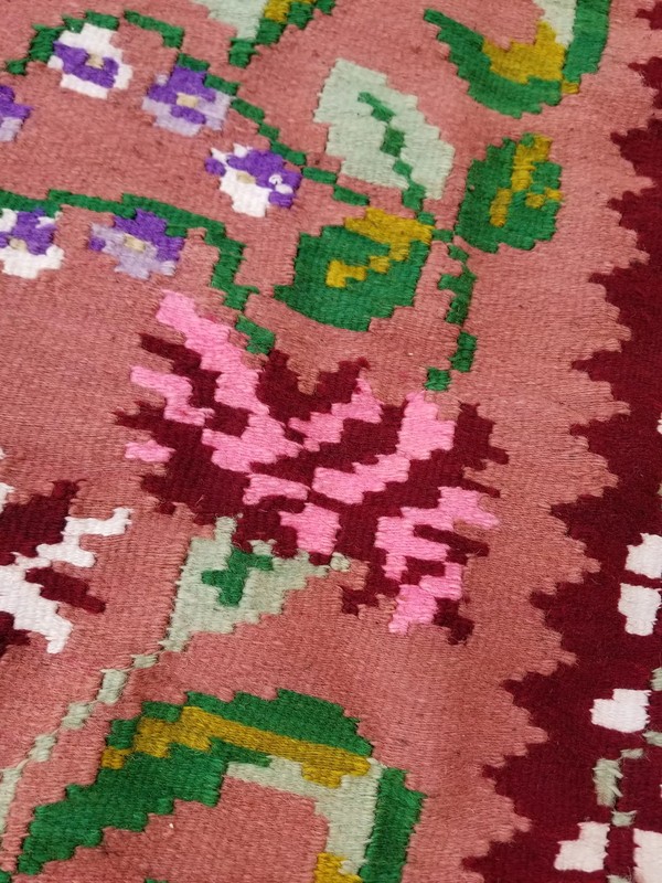 Fine Vintage Traditional Handmade Bessarabian Wool Multicolor Kilim 6.2x5.5 ft gallery