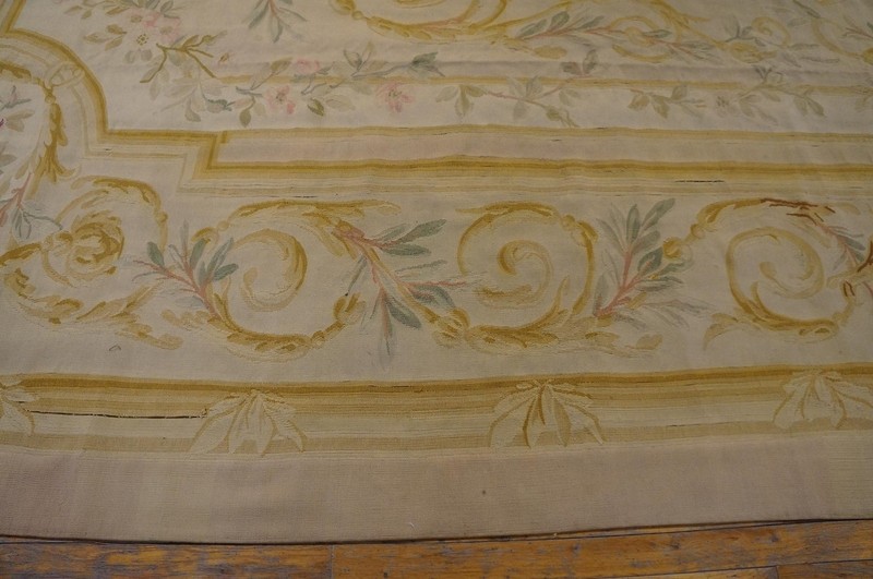 13x17 Antique Aubusson Gold Wool Area Rug 1910 gallery