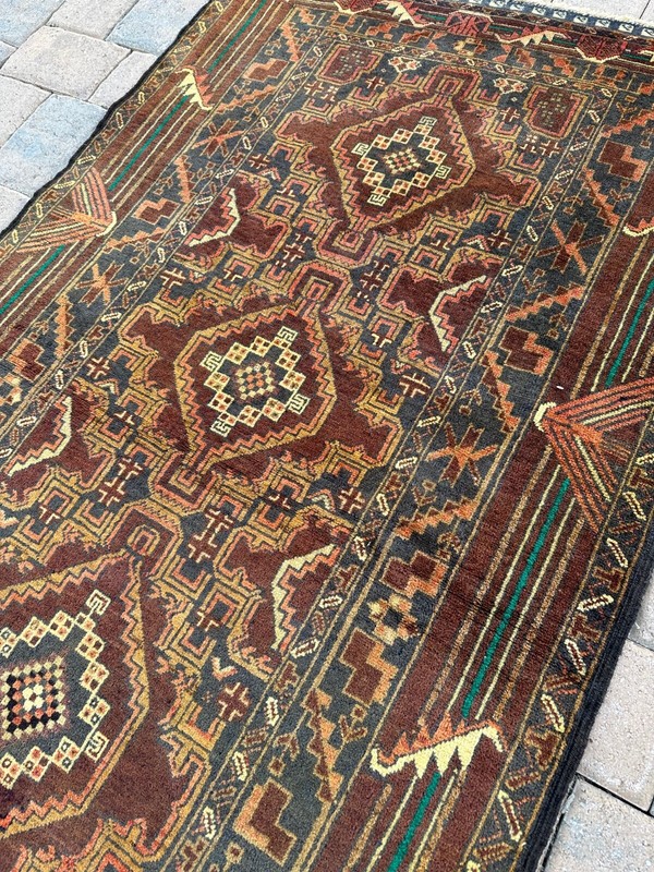 Fine Quality New Handmade Pakistani Geometric Accent Rug, Rustic Colors, 4x6 gallery