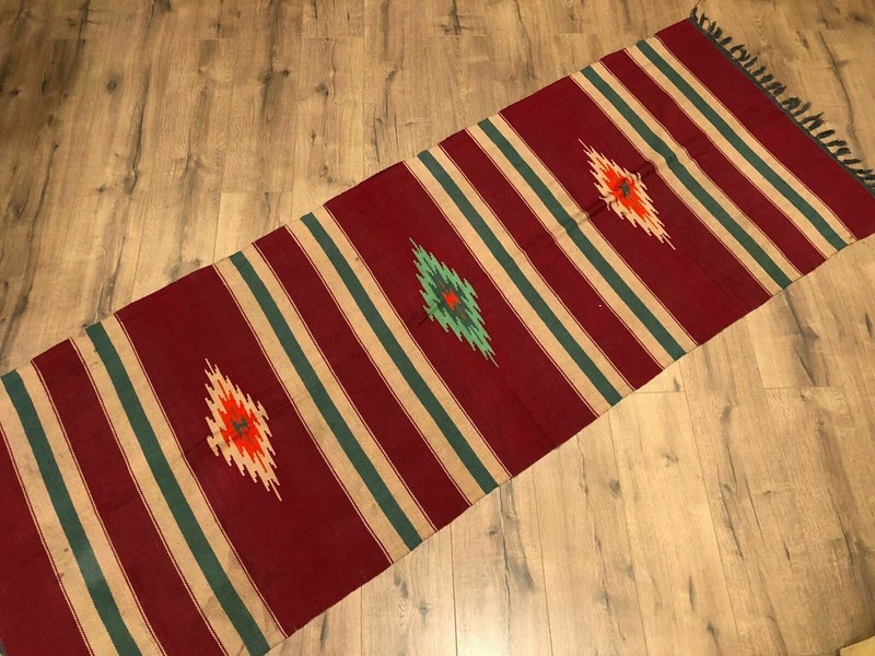 OLD ALBANIAN HANDMADE RUG CARPET KILIM WOOL MULTICOLORED TRADITIONAL RUG AMZ #9 gallery