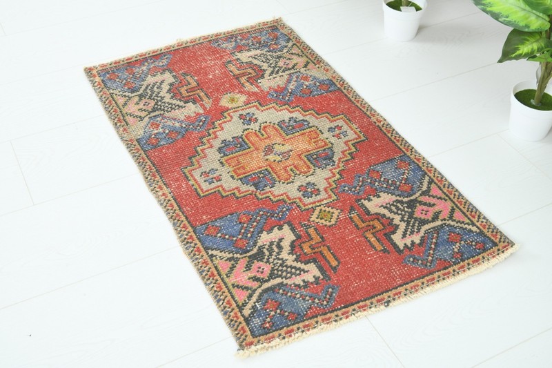 Turkish Door Mat Small Rug 2x3 Hand-Knotted Vintage Oushak Mini Rug Carpet,896 gallery