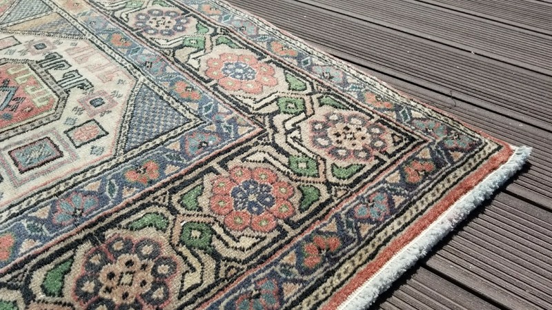 Beautiful Vintage 1950-1960sNatural Dye Wool Pile Rug from Cappadocia 3’x 6’2” gallery