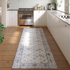 Runner Rug 2’6”x8′ Hallway Washable Boho Soft Area Rug Non-Slip Faux Wool Vi…