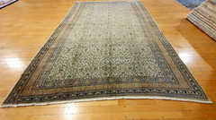 Antique 1940-1950’s Distressed Wool Pile Old Muted Dye Oushak Area Rug 6x9ft