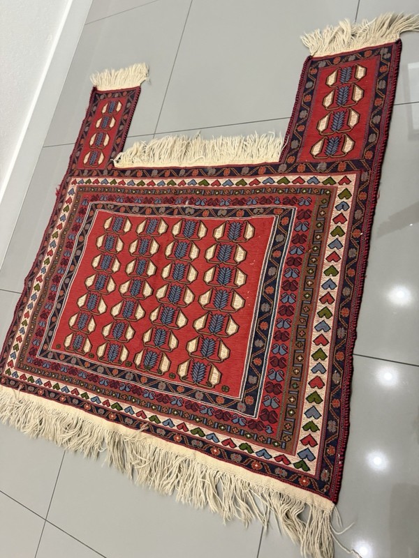 Antique Tribal Turkman Rug Saddle Bag Wool Camel Textile Weaving Blanket 46x45 gallery