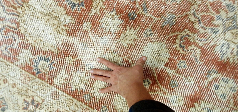 Antique Distressed Turkish Oushak Area Rug 8' x 11' gallery