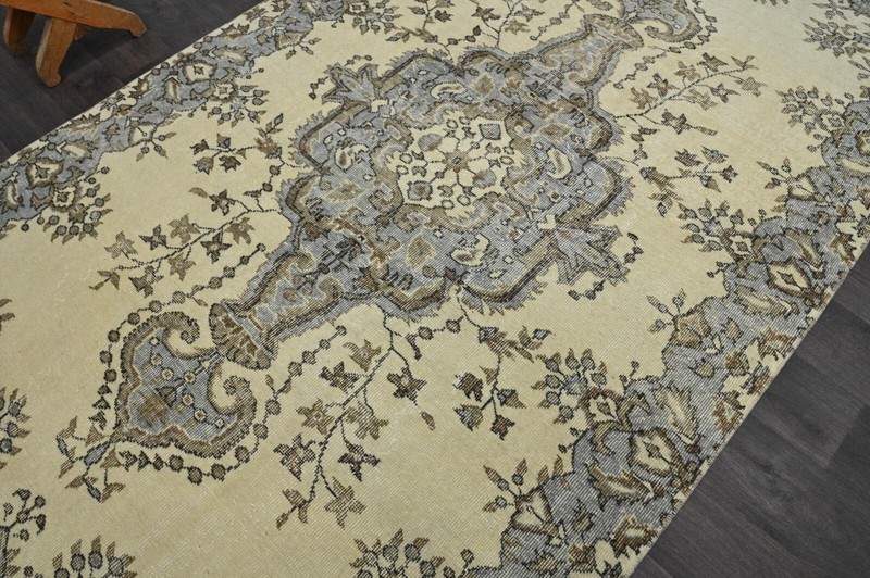Oushak Turkish Vintage Rug 5x9 Kilim Rug Anatolian Handmade Boho Decor BEIGE gallery