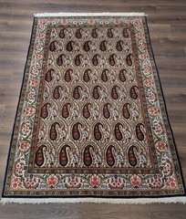 Per’sian Q’um Rug 5×7, Paisley Boteh Design, Hand Knotted Fine 210 KPSI