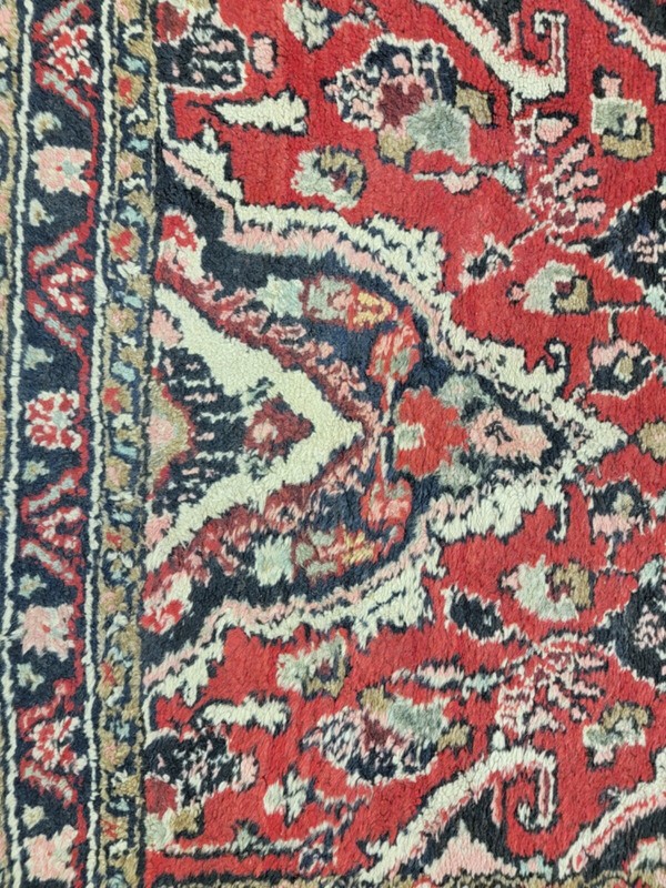 Antique Oriental Hand-Knotted Wool Runner Red/Black/Ivory/Salmon 3'2" x 16'8" gallery