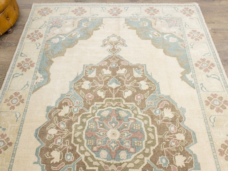 Vintage Traditional Turkish extra wide runner 5.2x10.10 ft Oushak knotted rug gallery