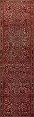 All-Over Geometric Vintage Hand-knotted 16 ft Long Runner Rug Wool Carpet 4×16
