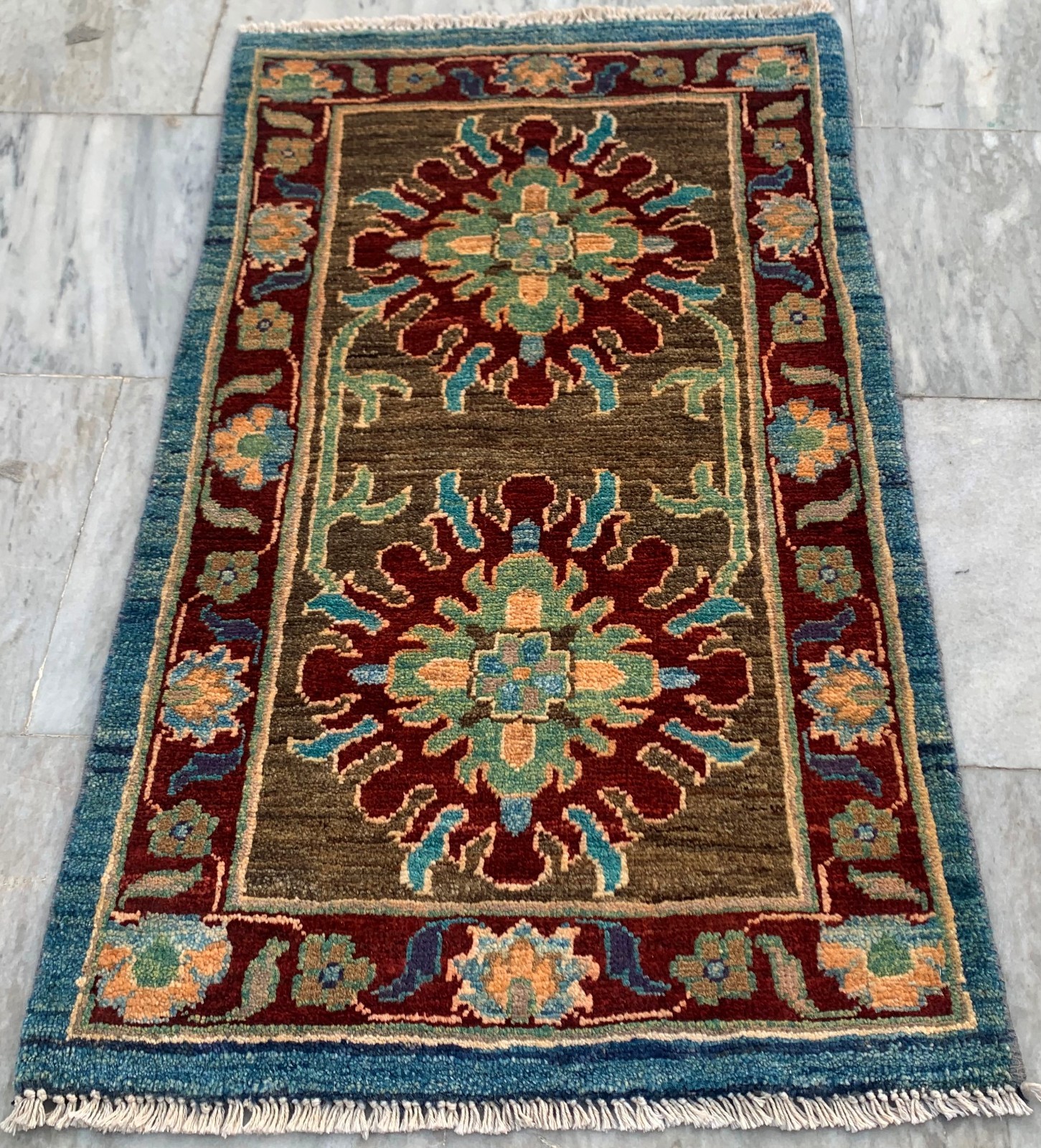 Hand Knotted Veg-Dye Chobi: Afghan Wool, Traditional Area Rug 2x3 ft gallery