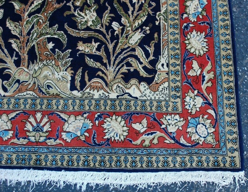 RARE NATURAL WOOL,SILK HandWoven Oriental Rug,IN size OF 4'7" × 7' BIRDS DESIGN gallery
