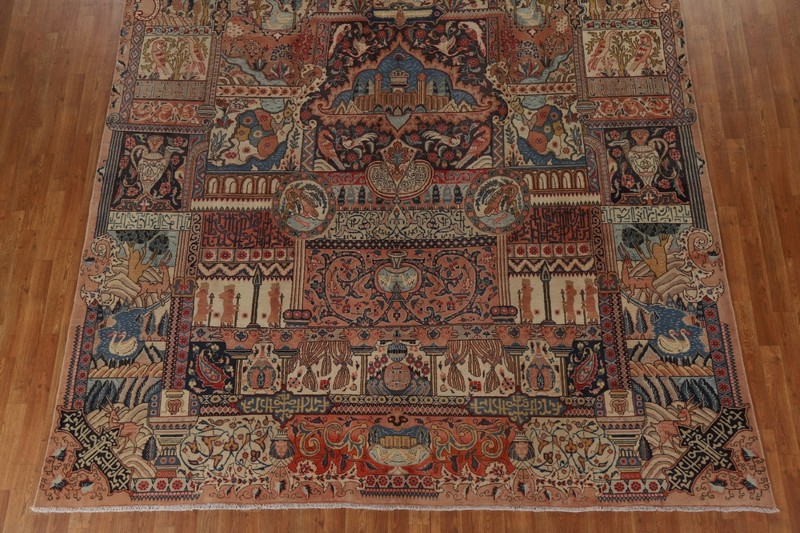 Vegetable Dye Pictorial Kashmar Area Rug 9x13 Wool Handmade Dining Room Carpet gallery