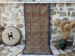 Hand-Knotted Oushak Rug 4×9 Brown Wool Floral Carpet Medium Size Anatolian Rug