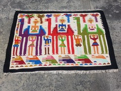 Vintage Traditional Handmade Modernist Tunisian Wool Multicolor Kilim 4.5×2.9 ft