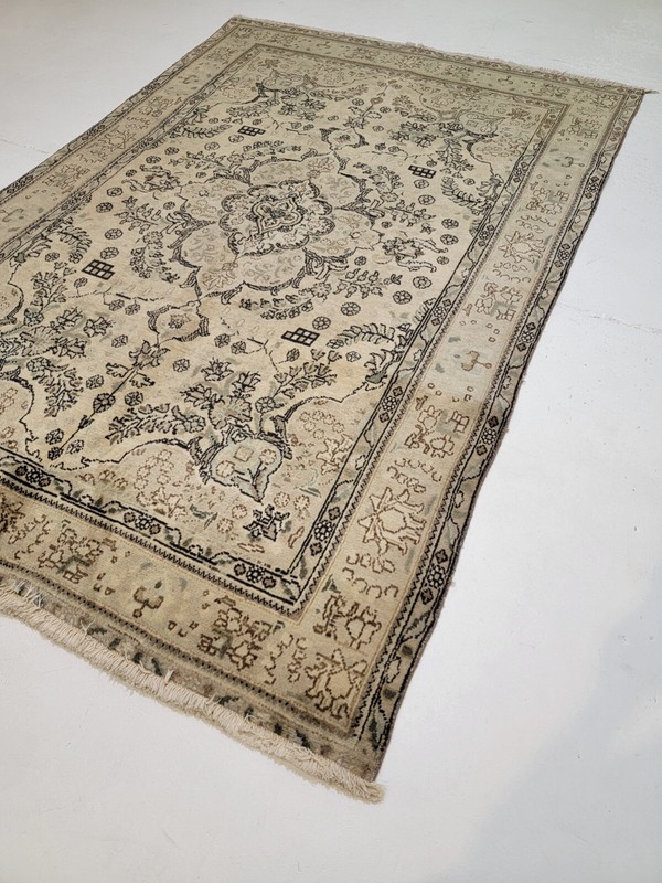 Antique Oriental Hand-Knotted Wool Area Rug Distressed Beige/Green 6'6" x 9'8" gallery