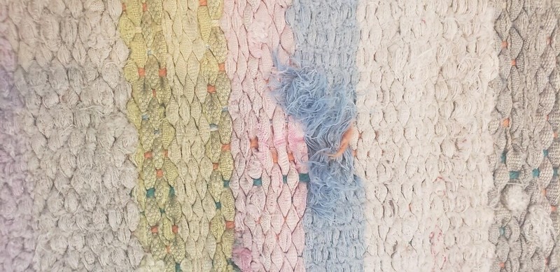 Vintage Farmhouse Handmade Rag Rug Multi-Color Stripe Flatweave Design 47"x 22" gallery