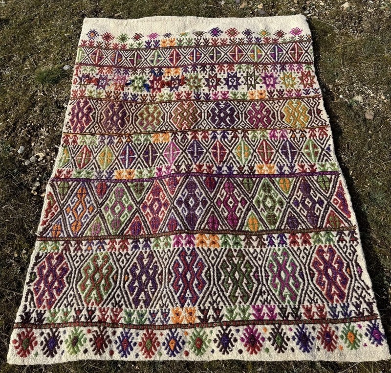 Yörük Tribal Women’s Embroidered Kilim Dowry Bag Afyon Turkey (138 cm x 100 cm) gallery