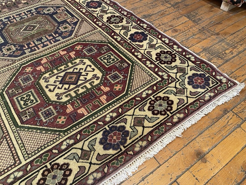 Beautiful 1930-1939s Antique Wool Pile Natural Dyes Bunyan Rug 6’5”x9’8” gallery