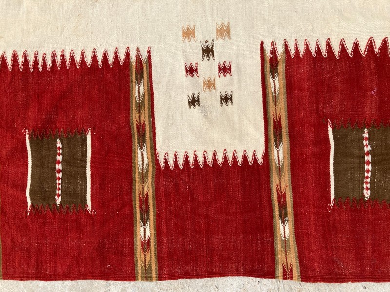 Vintage Handmade Turkish Geometric Wool Kilim Runner Rug 250x132 cm gallery