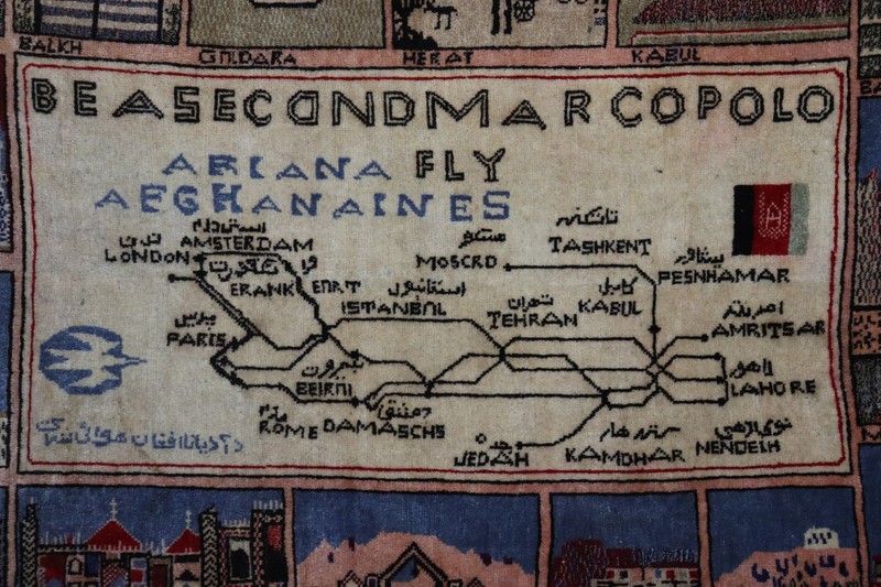 6,4x 4,7 feet unique old ariana afghan airlines flight routes design rug carpet gallery