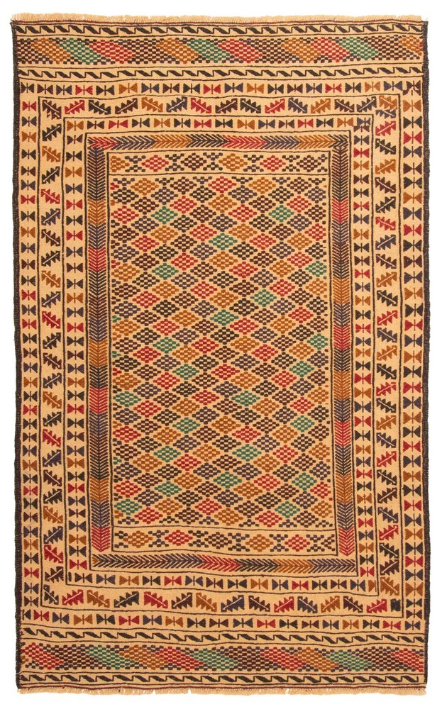 Vintage Hand Woven Area Rug 3'11" x 6'4" Traditional Wool Oriental Carpet