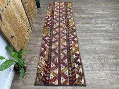 3×9 One of a Kind Hand-Knotted Wool Vintage Turkish Hallway Runner, 2.6×8.7 ft
