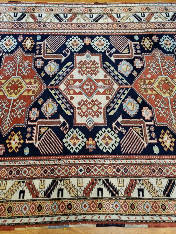 Antique look Shirvan size 5'×6'9" dark blue color 100% pure wool gallery
