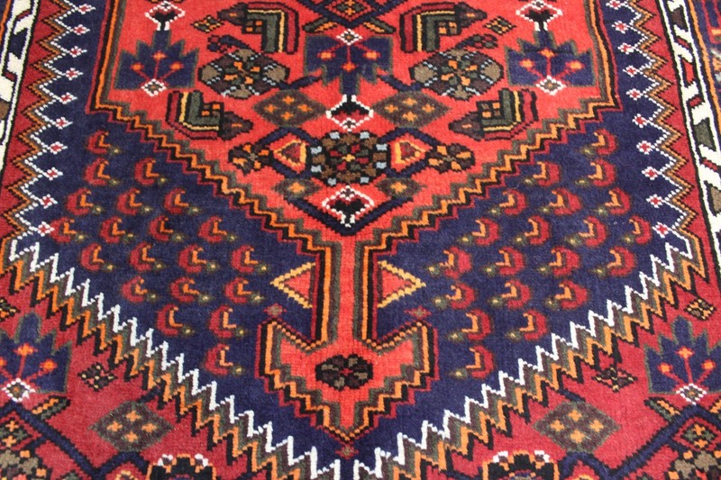 Handmade Oriental Rug 205x132cm 6’9 x 4’4 Handmade Wool Carpet Red Blue Tribal gallery