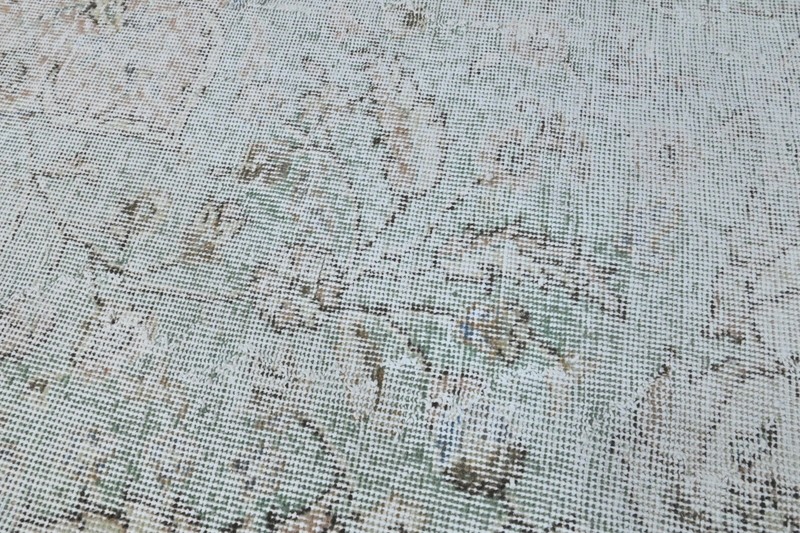Vintage Turkish Runner Rug 2x6ft GREEN Handmade Anatolian Oushak Hallway Wool gallery