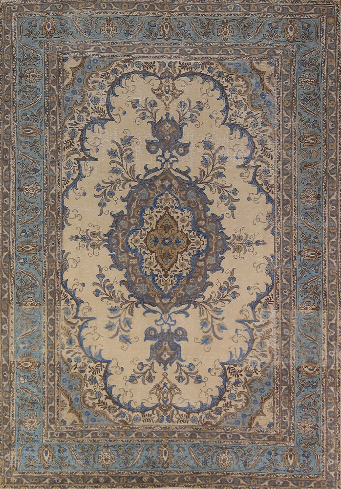Vintage Floral Handmade Wool Tebriz Traditional Area Rug 8x11 Room Size Carpet