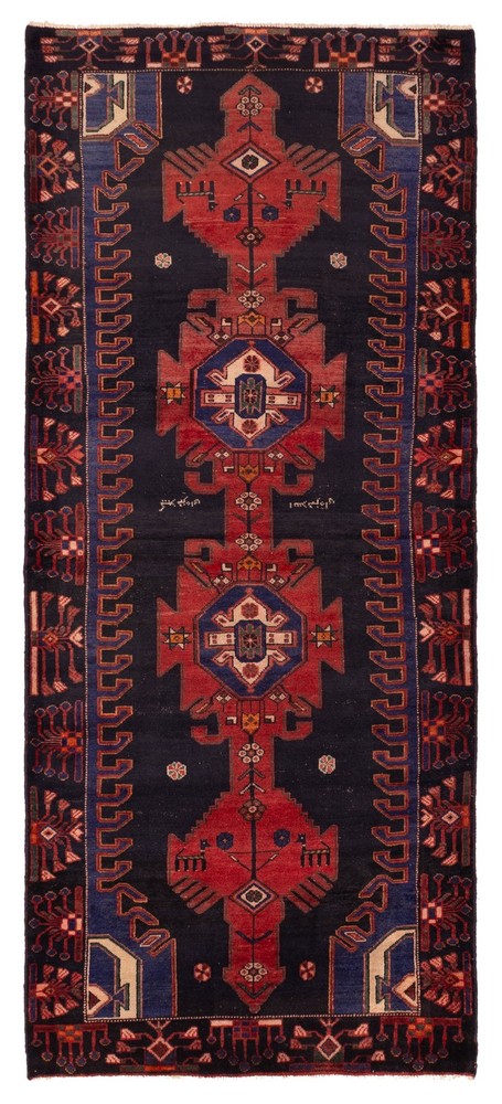 Vintage 4'1" x 9'6" Traditional Hand Knotted Vegetable Dye Wool Area Rug