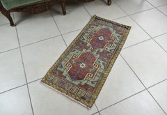 3.2×1.4 ft Anatolian Runner Small Vintage Rug Oushak Runner Mini Turkish Rug Y87
