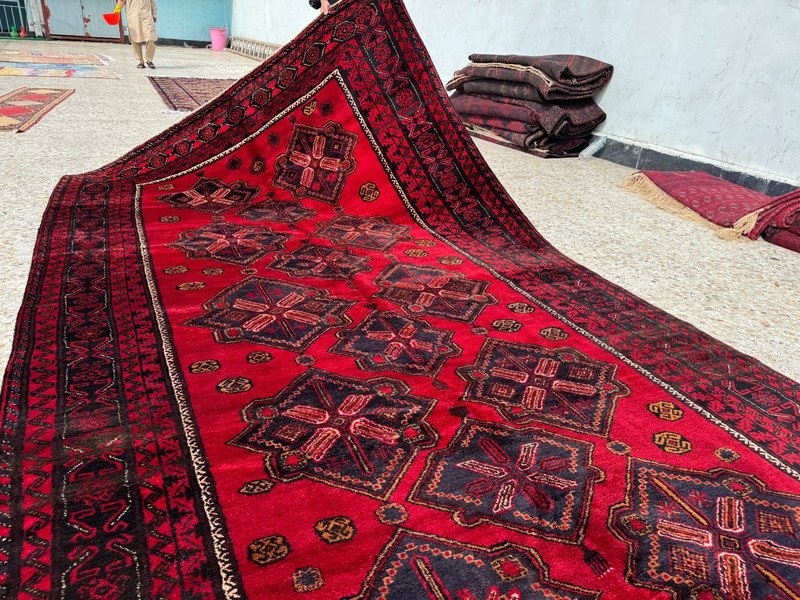8x13 ft Afghan Hand Knotted Antique Baluchi Rug Turkmen Tribal Geometric Carpet gallery