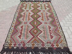 Vintage Turkish Kilim Rug, Handmade Wool Tribal Large Carpet Colorfull Rug 5x8ft