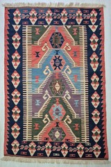 Antique Anatolian Karapınar Kilim Rug – 45×67 in – Woven Unraveled Vintage Yarns