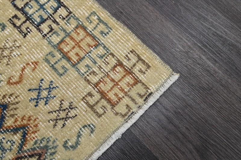Vintage Turkish Runner Rug 3x5ft Wool Anatolian Handmade Hallway Oushak COLORFUL gallery