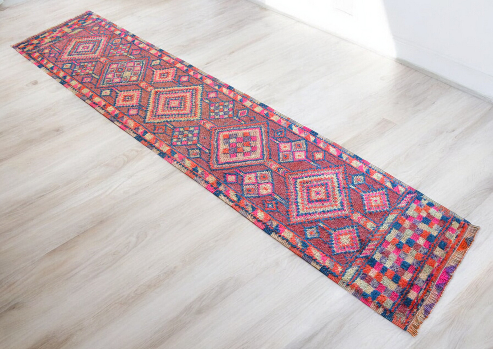 3x12 Runner Rug Hand Made Colorful Hallway Diamond Rug Actual 2.7 x 11.7 ft gallery