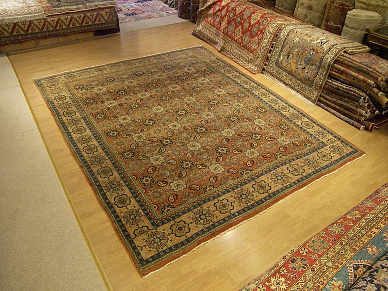 9.6 x 12 HAND KNOTTED FINE QUALITY ANTIQUE OUSHAK RUG _NATURAL DYED FINE WOOL gallery