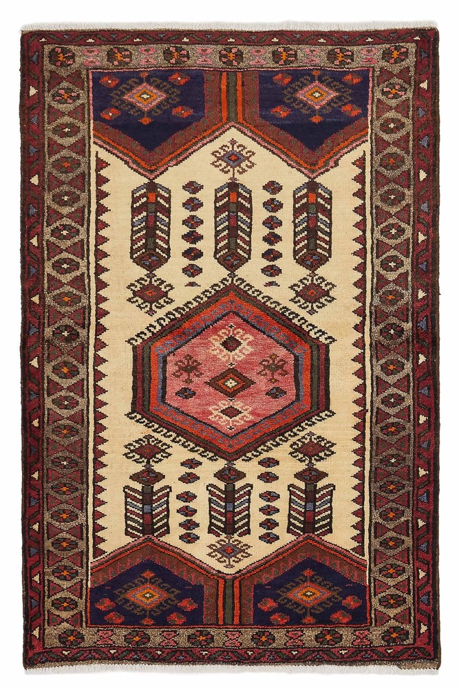 Vintage Hand-Knotted Area Rug 3'5" x 5'2" Traditional Wool Carpet
