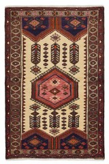 Vintage Hand-Knotted Area Rug 3’5″ x 5’2″ Traditional Wool Carpet