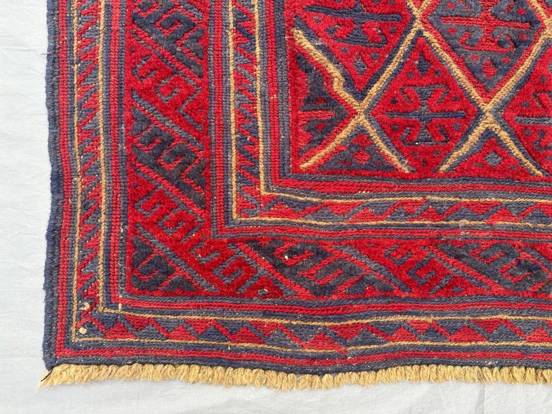 3'7 x 4'1 Vintage Afghan Hand Knotted Tribal Rug Geometric Wool Living Room Rug gallery