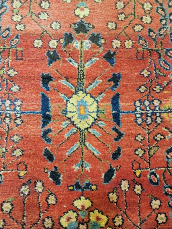 Antique Oriental Hand-Knotted Wool Runner Red/Ivory/Navy Blue/Blue 3'11" x 16'11 gallery