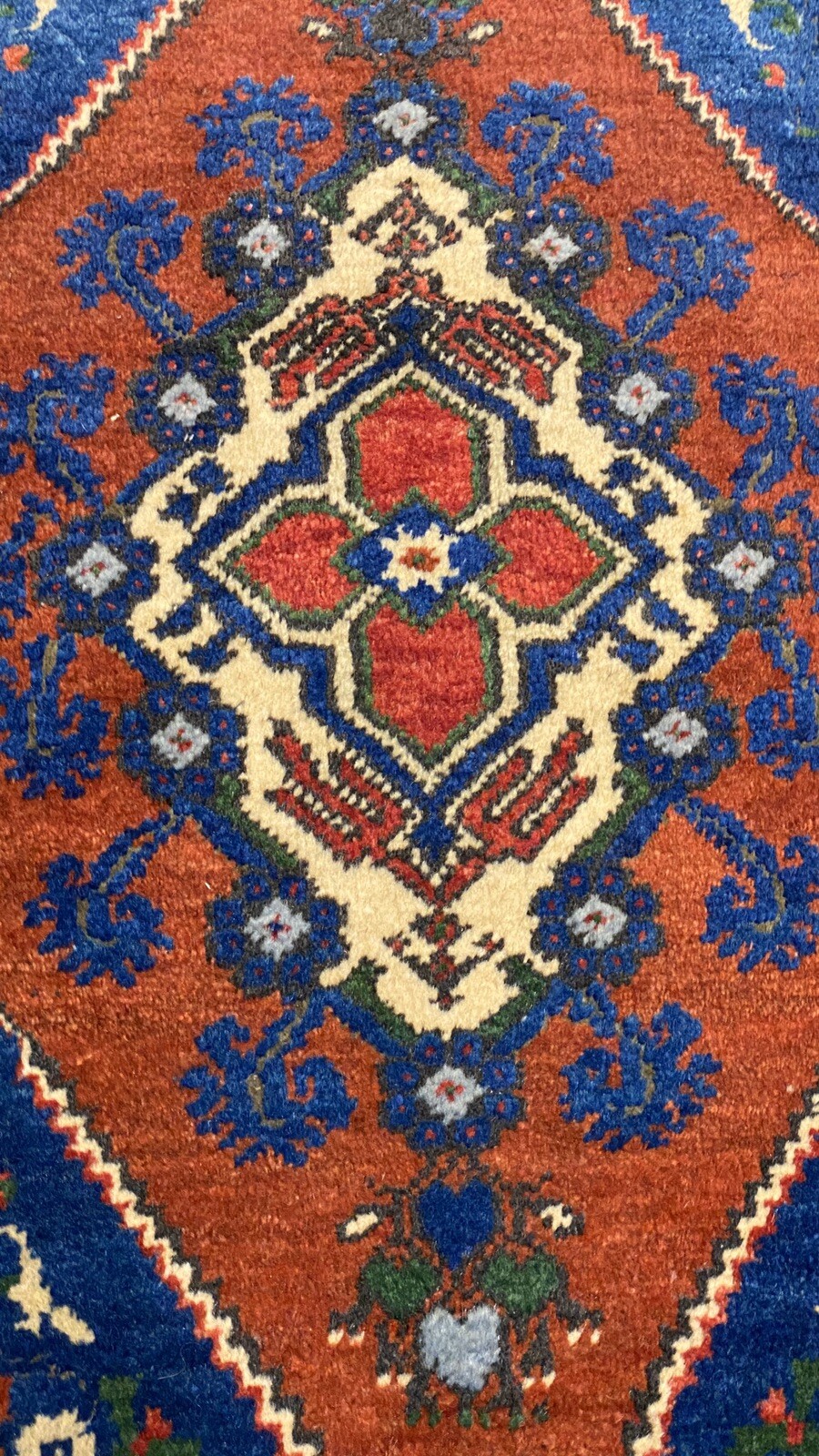 Rare Antique 1900-1930s Wool Pile Natural Dye Tribal Rug 1’11”x 3’11” gallery