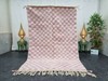 Moroccan Handmade Beni Ourain Rug 5'x7'7" Berber Checkered Pink White Carpet gallery