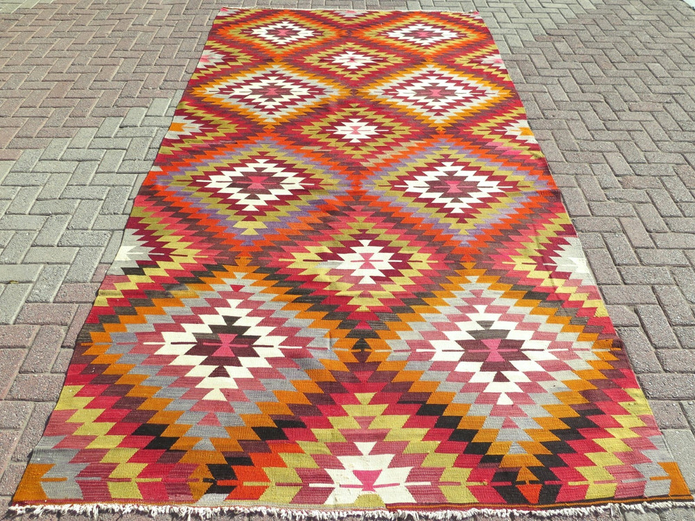 Turkish Kilim Wool Rug, Area Rugs, Handmade Floor Teppich, Large Carpet 72"x139"