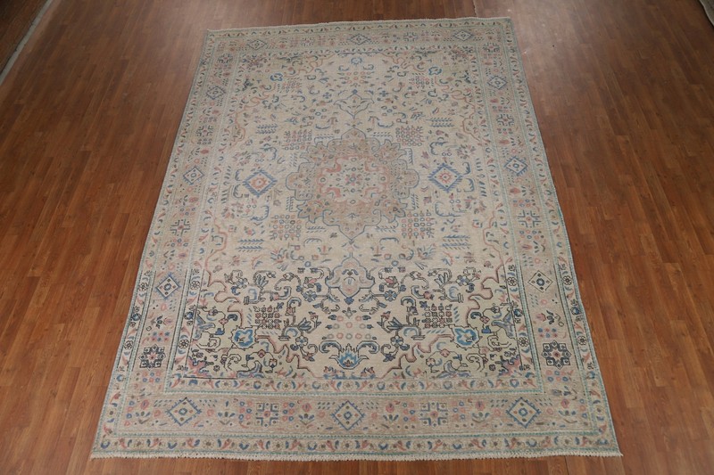 Traditional Handmade Wool Tebriz Area Rug 8x11 Floral Living Room Vintage Carpet gallery